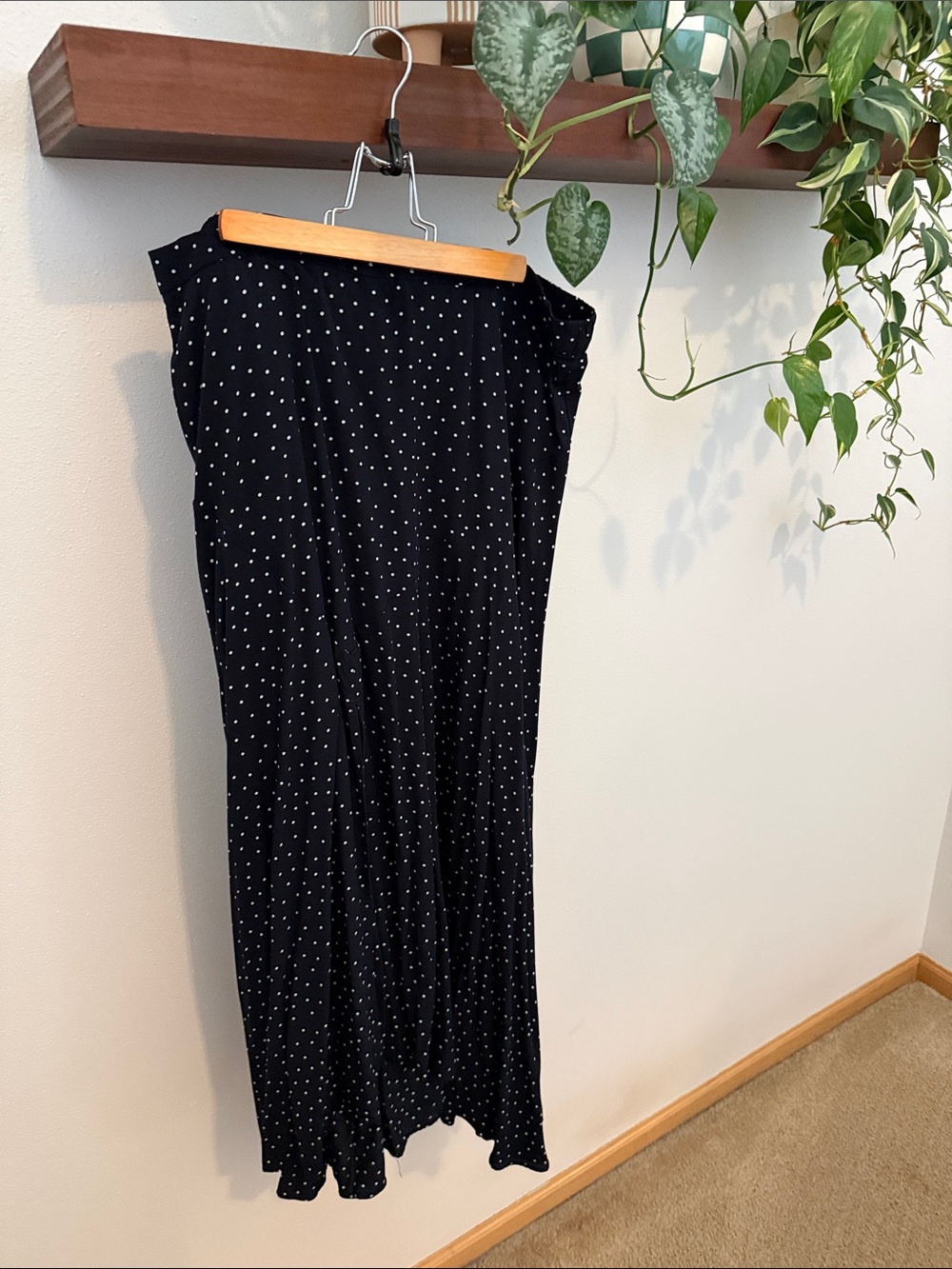 Black Polka Dot Maxi Skirt